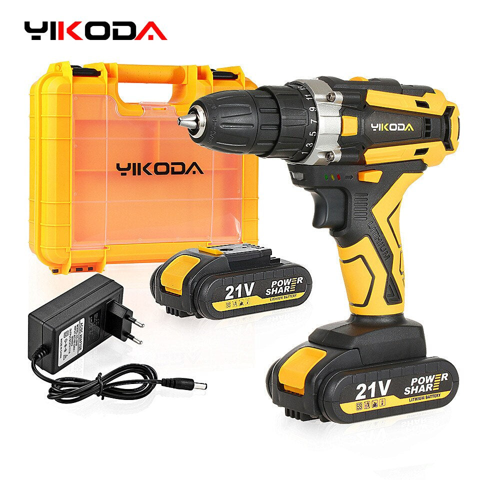 12/16.8/21V Cordless Drill Rechargeable Electric Screwdriver Lithium Battery Household Multi-Function 2 Speed Power Tools